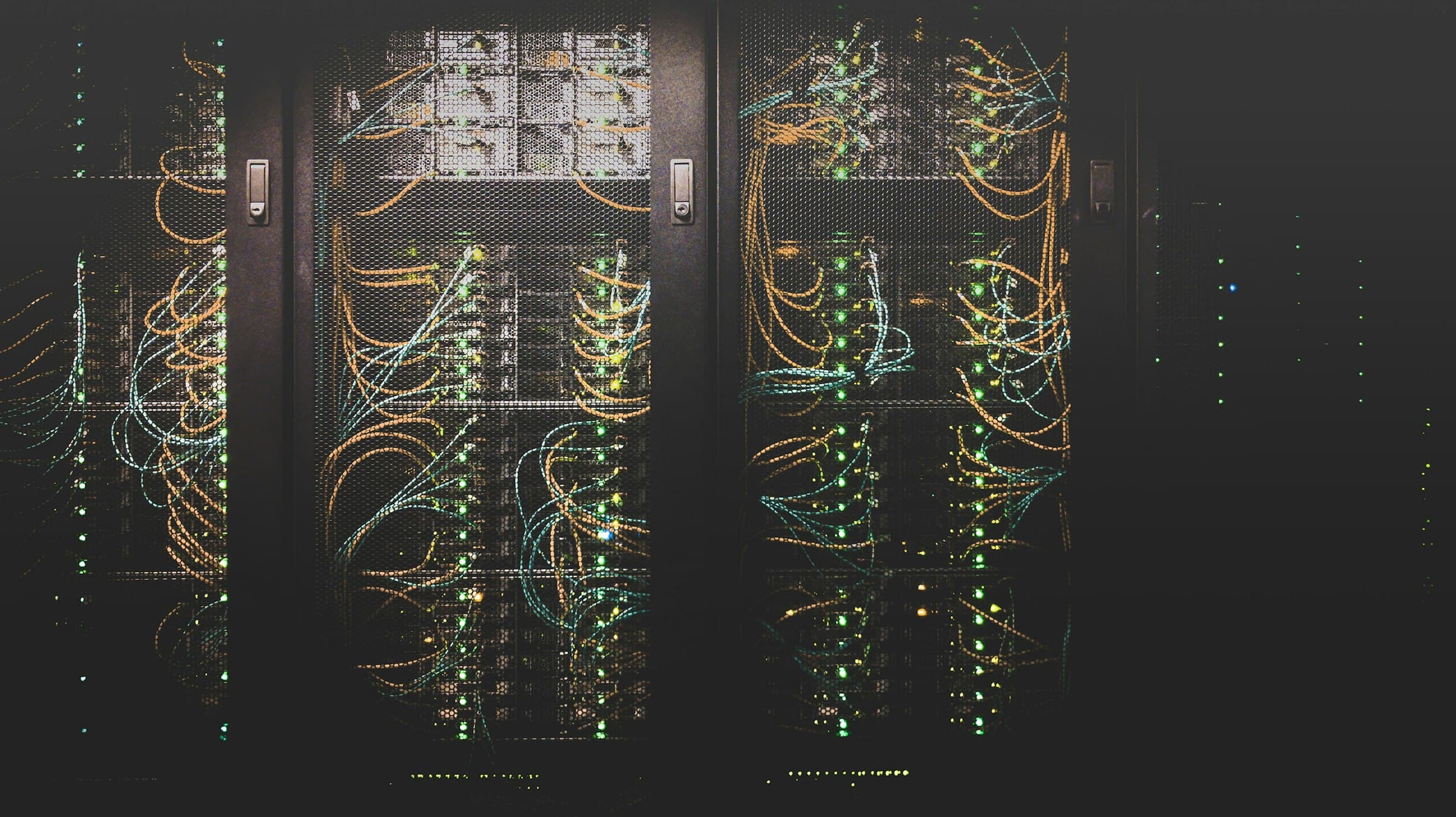 Server racks and patch cabling in a dark data center